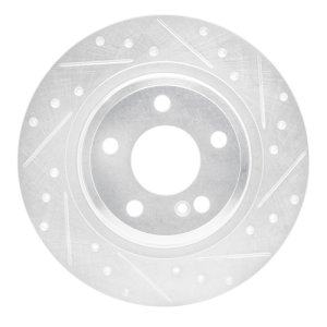 Mercedes-Benz SLK250 Brake Rotor (1) - Rear Right - R1 Concepts - Drilled & Slotted - Silver - `12-`20
